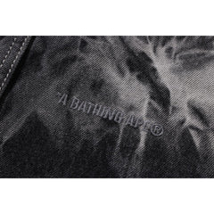 DESTROYED BLEACH BATHING APE LOGO LS SHIRT MENS